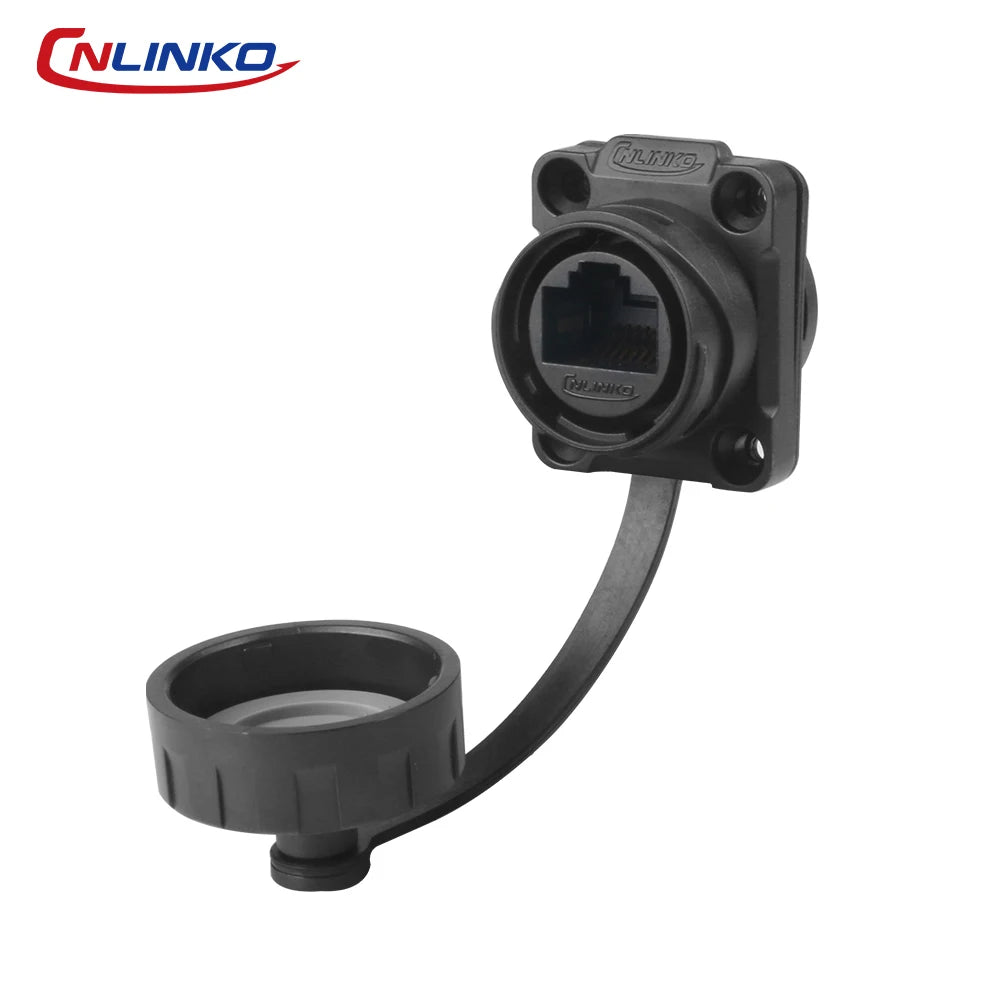 CNLINKO M20 PBT Plastic IP68 Waterproof RJ45 Cable Signal Connector YM20 CAT6 Panel Mount Socket Plug Network Ethernet Interface