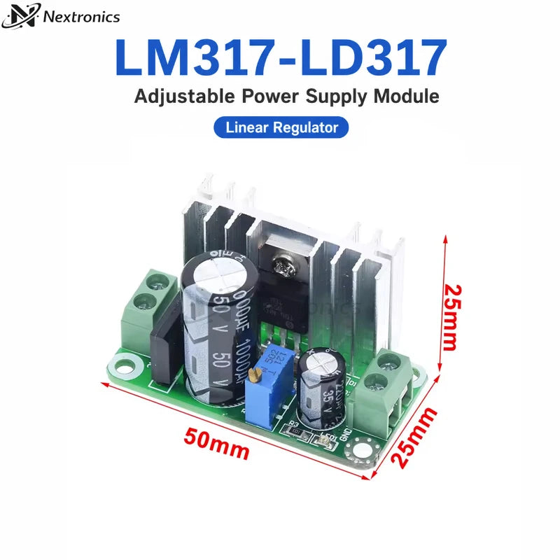 1PCS LM317 LD317 Adjustable Linear Voltage Regulator Power Supply Module Step Down with Rectifier Filter