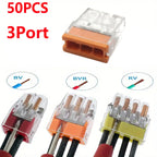 50pcs Mini Quick Wire Connectors 2/3/4/5/ Ports Terminal Block Hard Stainless Easy Electric Quick Push-In