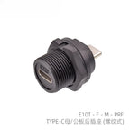 Threaded Type-C Waterproof Connector Cable IP67 Type-C Male Data Plug Wire F Outdoor Use USB 3.1 Solder Board Dual Female Socket