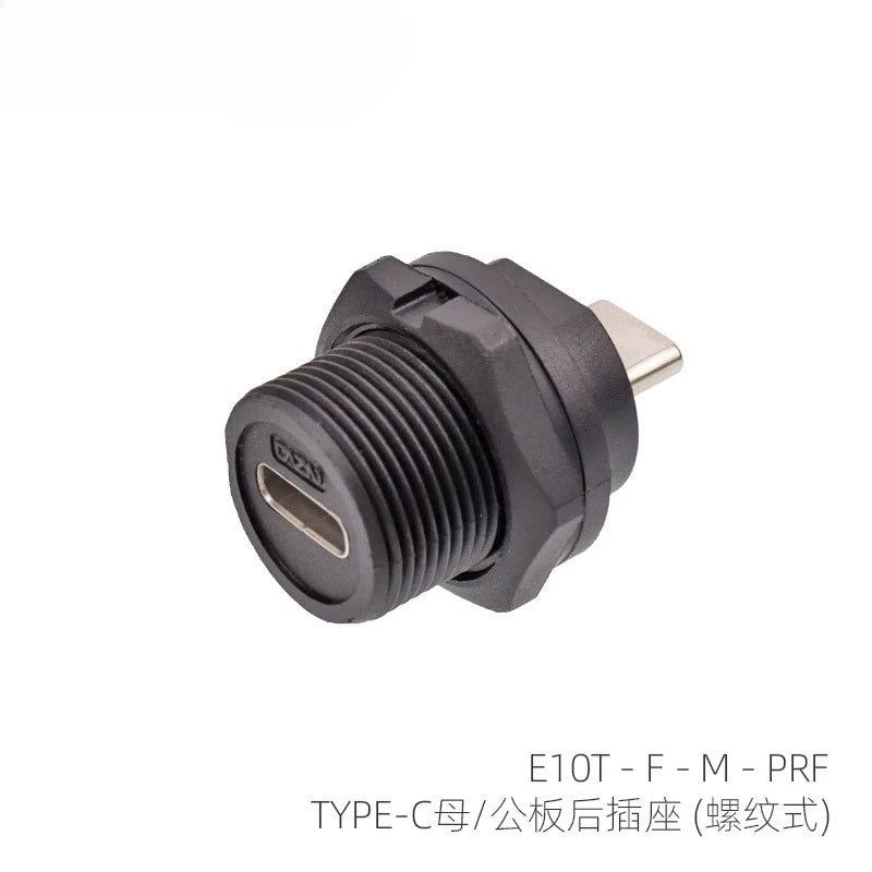 Threaded Type-C Waterproof Connector Cable IP67 Type-C Male Data Plug Wire F Outdoor Use USB 3.1 Solder Board Dual Female Socket