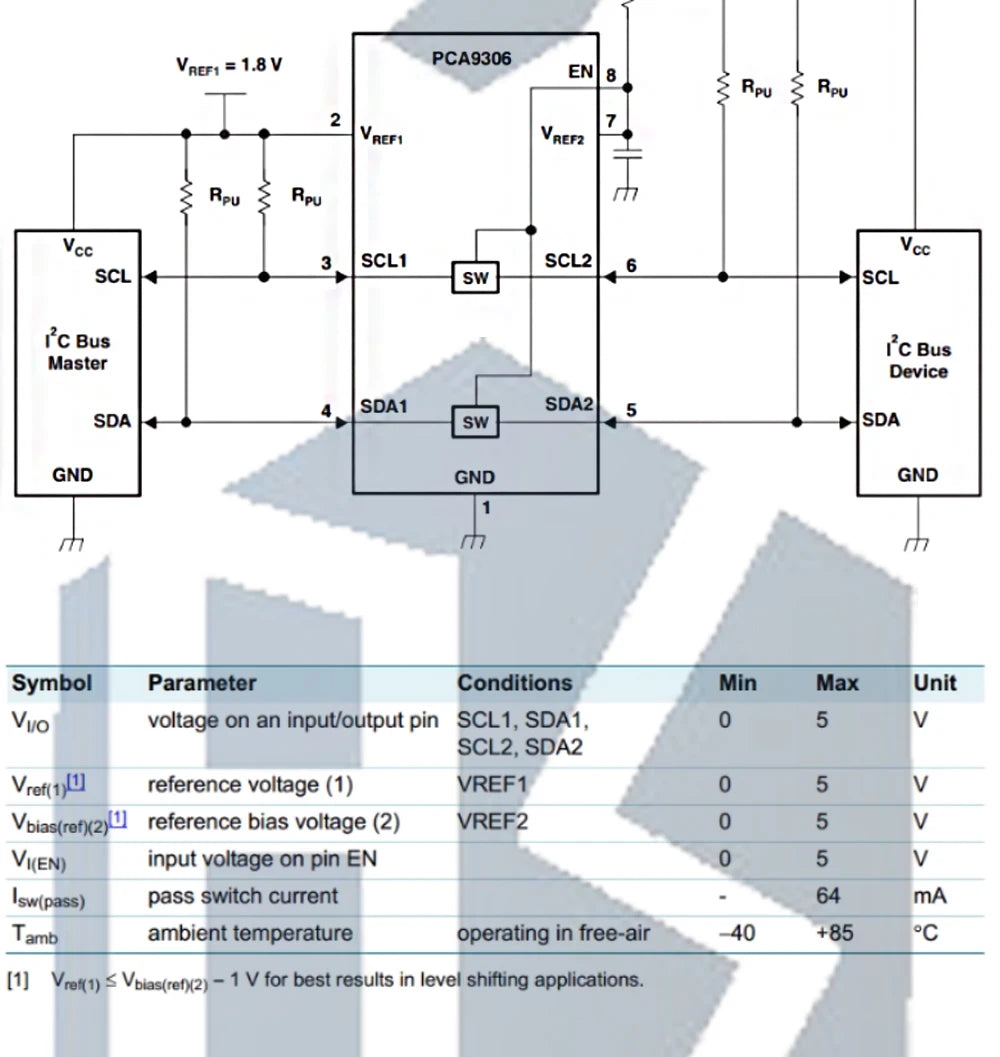 PCA9306 I2C/IIC Level Shifter - 2-Bit Bidirectional SMBus Translator, High Stability, Compatible for Arduino