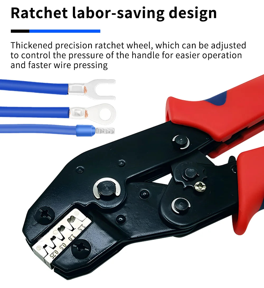 Electrician Pressed Pliers Crimping Tool with Interchangeable Dies Ratcheting Wire Crimper for Electrical Terminals Connector