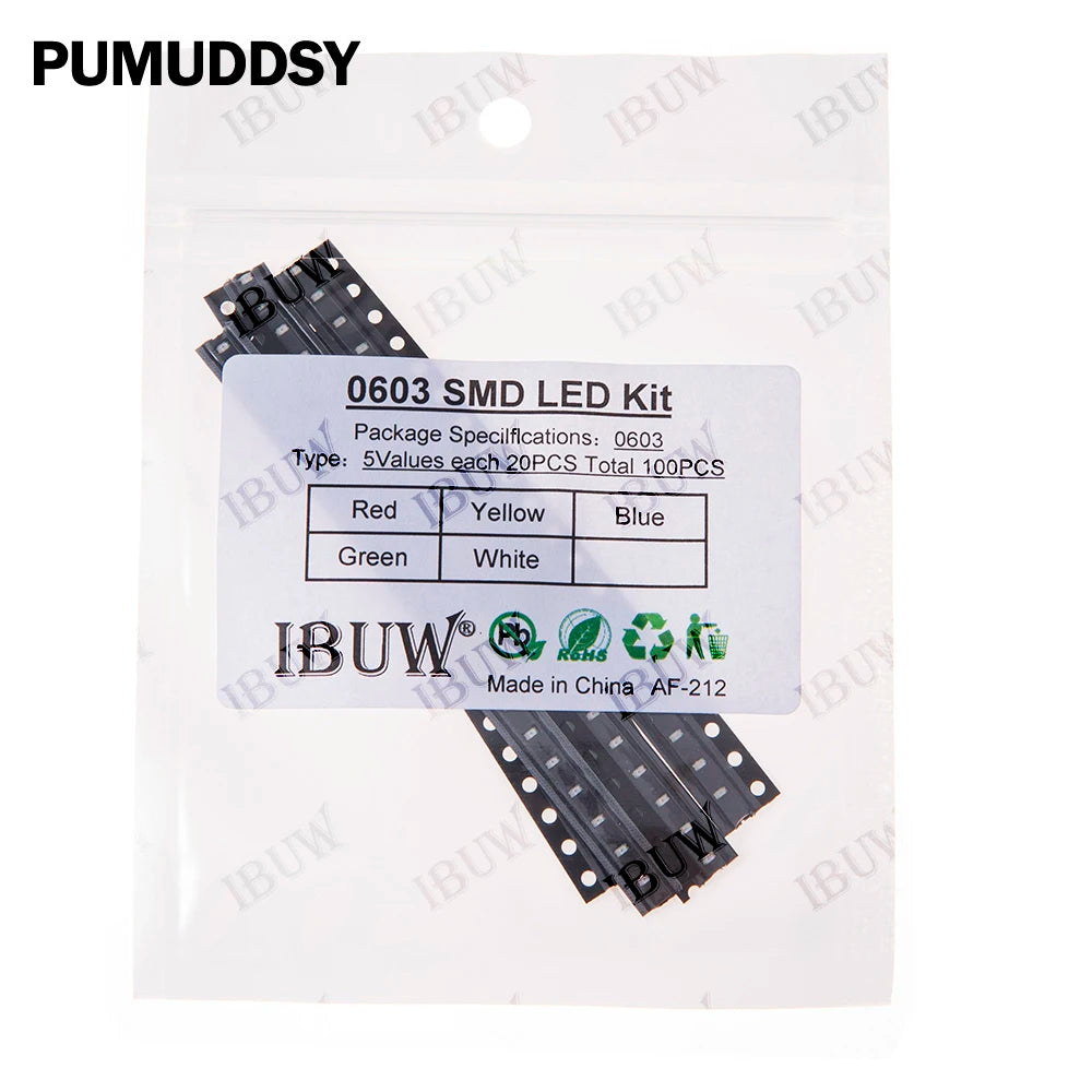 100pcs 5colors Each 20pcs 5730 5050 3528 1210 1206 SMD LED Diode Kit Red Green Blue White Yellow 0805 0603 0402