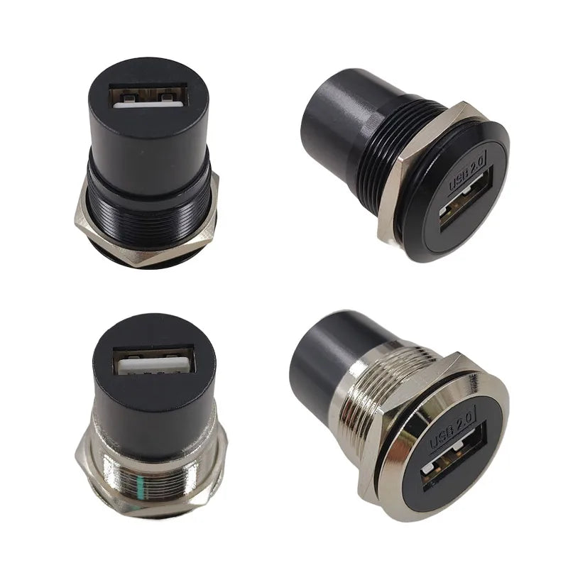 10PCS Panel Openings, 24 Metal Circular D-Shaped USB 2.0 3.0 Single Port Double Port Female Socket Waterproof Joint
