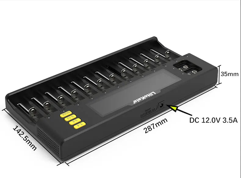 LiitoKala LiI-S12 Smart Charger 14 Slots - CE Certified Universal Charger for Li-ion/LiFePO4/Ni-MH/9V Batteries 18650, 26650, AA