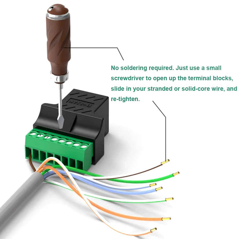 RJ45 Male Female To 8 Pins Screw Terminal Block Adapter RJ45 8P8C Breakout Board for Cat7 Cat6 Cat5 Ethernet Extender Connector