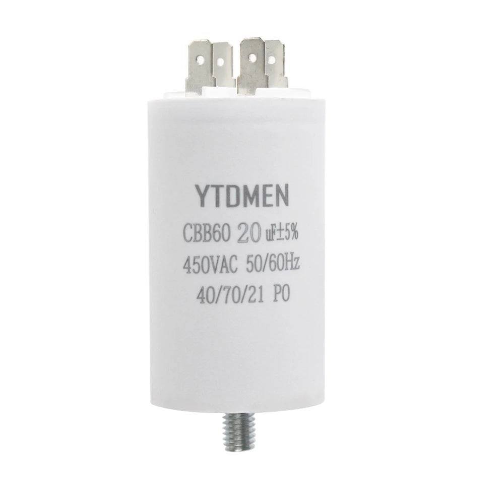 CBB60 Motor Capacitors with Screw Double Insert 450V AC Starting Capacitor 4uF~60uF capacitance for Air Compressor Water Pump
