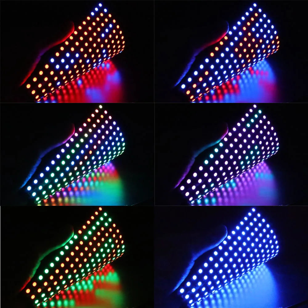 1-10Pcs WS2812B RGB Flexible 4X12 8X8 16x16 8x32 Pixel Led Panel Matrix Screen Module WS2812 Individually Addressable IC DC5V