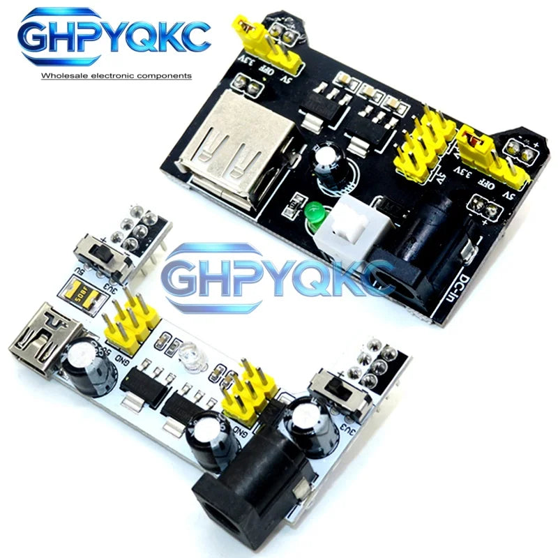 GHPYQKC MB102 Breadboard Dedicated Power Supply Module Mini USB Black White 2 Way 3.3V 5V MB-102 Solderless Bread Board