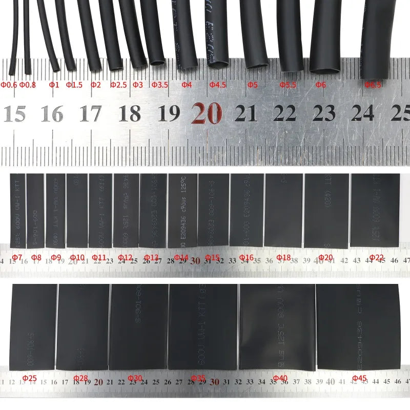1/2/5M Black 2:1 Heat Shrink Tube Diameter 0.6mm~120mm Wire Repair Protector Polyolefin Insulated Shrinkable Cable SleeveTubing