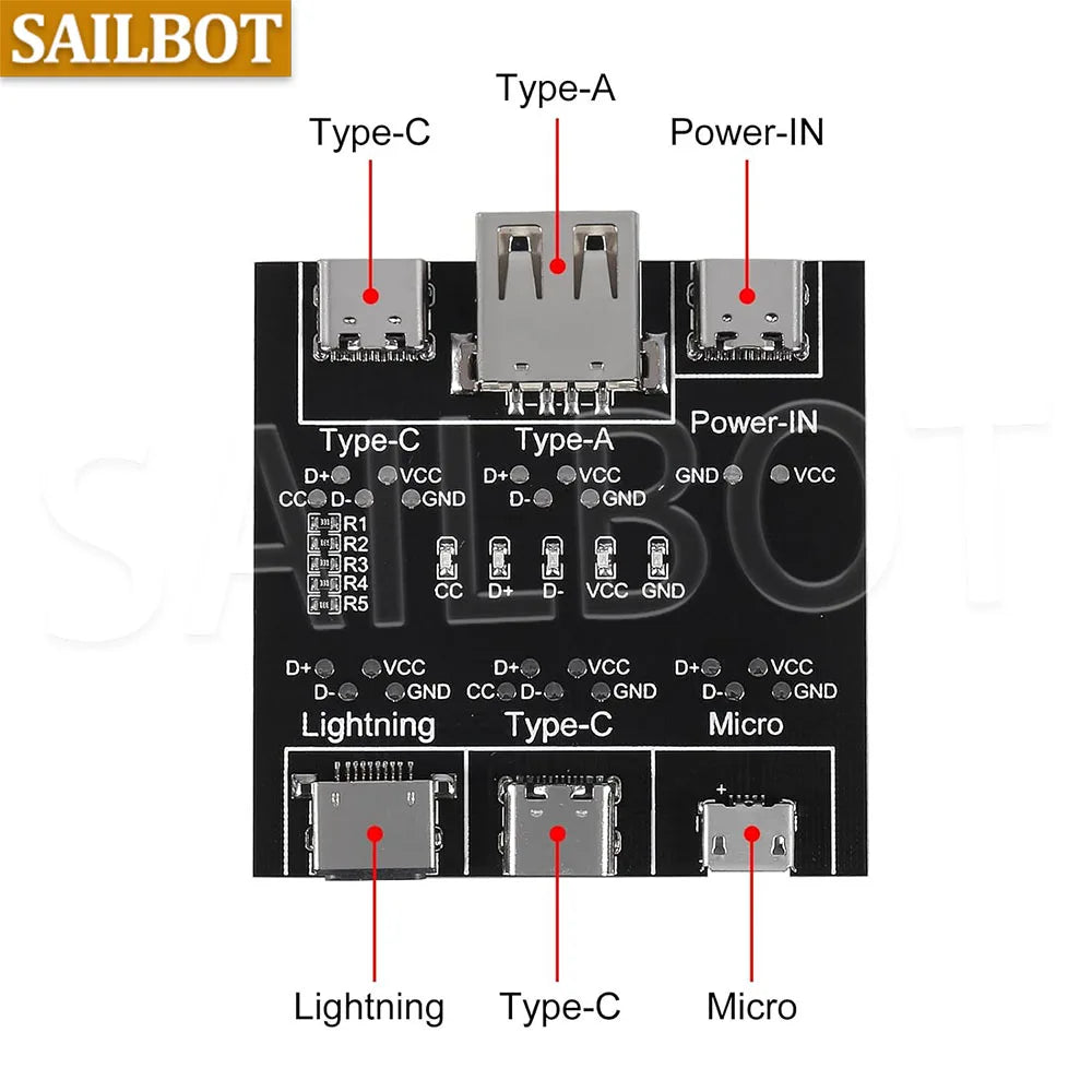 DT3 Data Cable Detection Board Type C USB C Micro USB Cable Tester Detector for Apple IOS Android Fast Quick Charging Lighting
