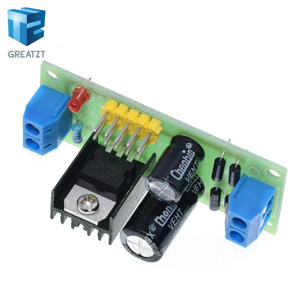 GREATZT L7805 LM7805 Step Down Converter Board 7.5V-20V To 5V Regulator Buck Power Supply Module For Arduino