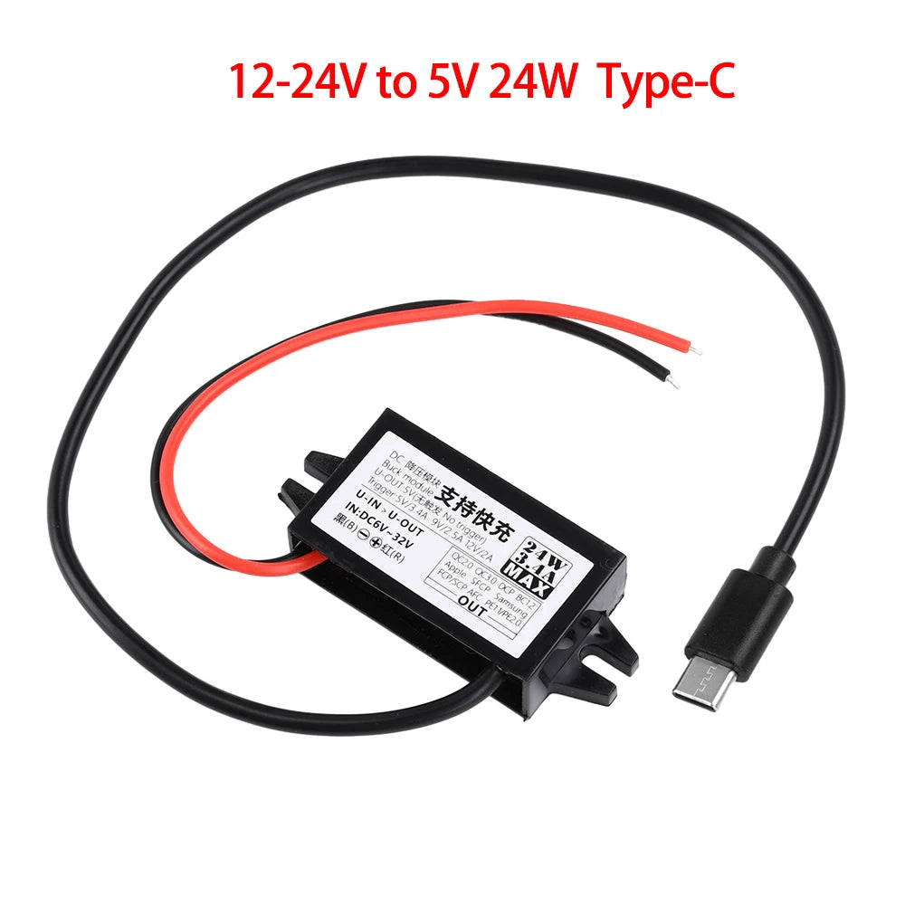 DC-DC Step Down Buck Converter Power Supply Module for Car 12V to 5V 3A 15W for Car Male Female USB Mini USB Micro USB Adapter