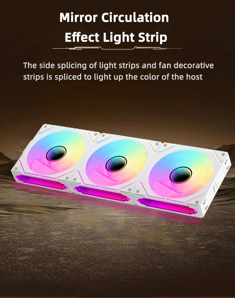 Coolcirc ARGB Infinity Mirror PC Case Fan - 3-Pack 120mm Free Wire-Splicing Cooling Fan with PWM Silent Fan for Computer Case