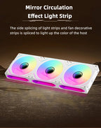 Coolcirc ARGB Infinity Mirror PC Case Fan - 3-Pack 120mm Free Wire-Splicing Cooling Fan with PWM Silent Fan for Computer Case
