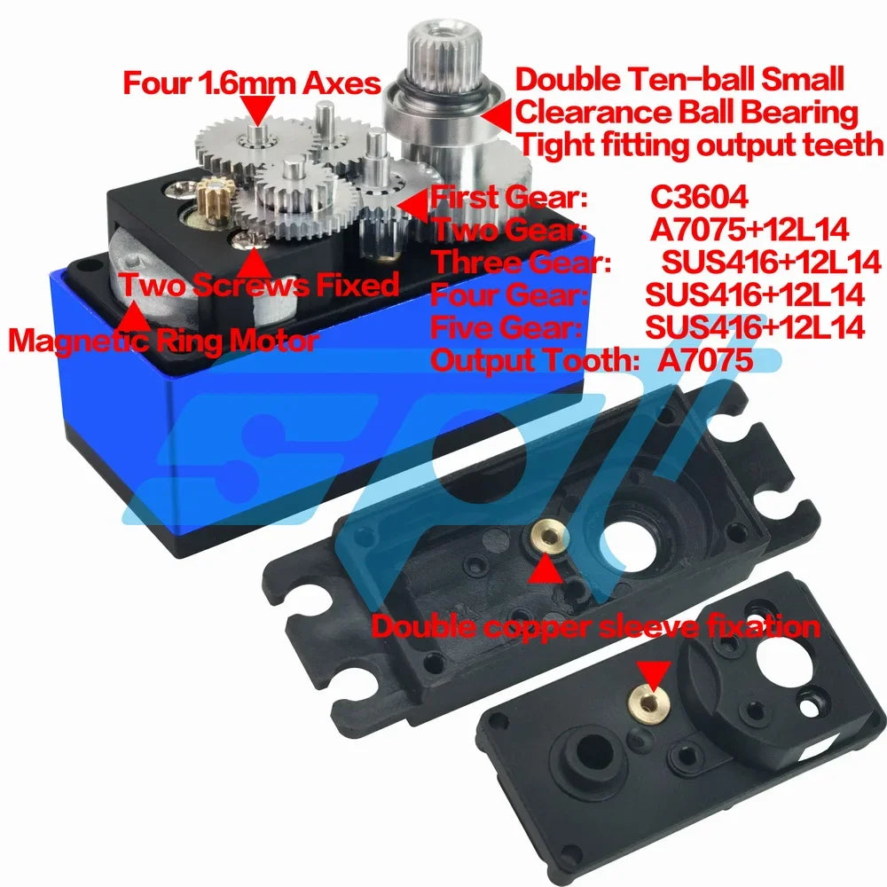 SPT 25KG 35KG Digital RC Servo Large Torque 180° 360° Metal Gear Waterproof Motor for RC Crawler Car SCX10 TRX4 Drift Robot