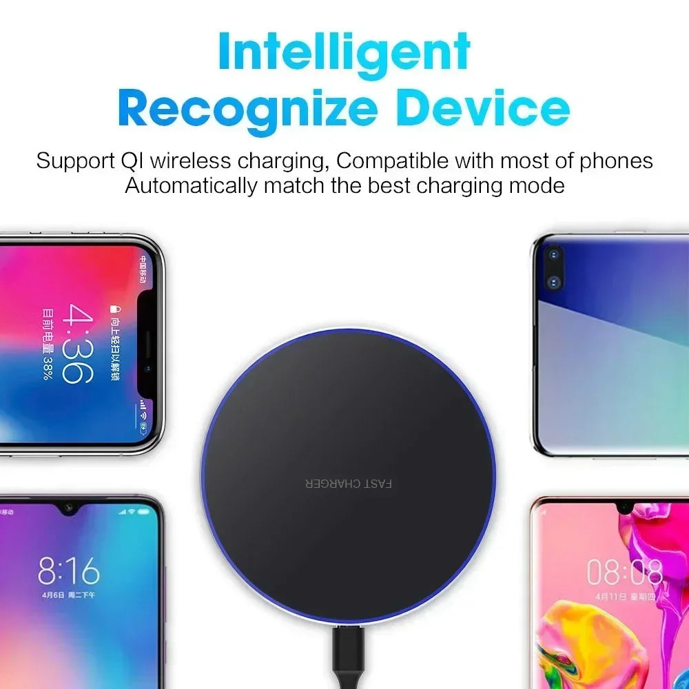 Wireless Charger For iPhone 17 16 15 14 13 Pro Max Induction Fast Charging Pad Dock Station For Samsung S25 S24 Xiaomi Huawei