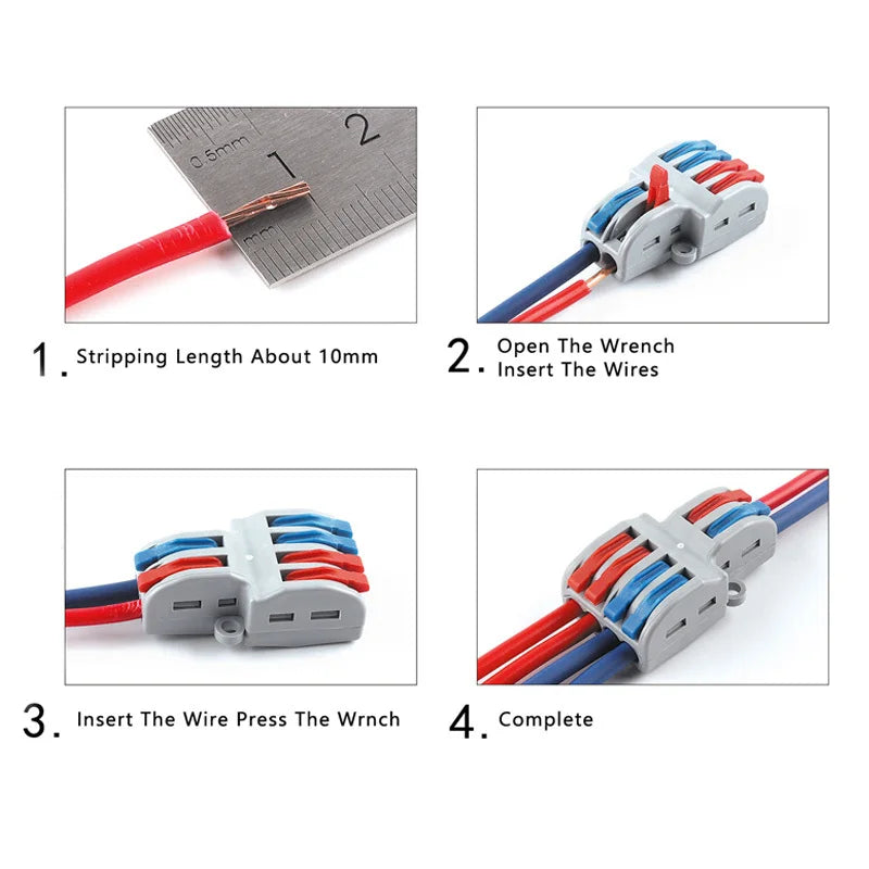 25PCS Electrical Cable Connectors Push-in Quick Terminal Blocks LED Cable Wiring Tool Wire Connectors Rail Installation Model