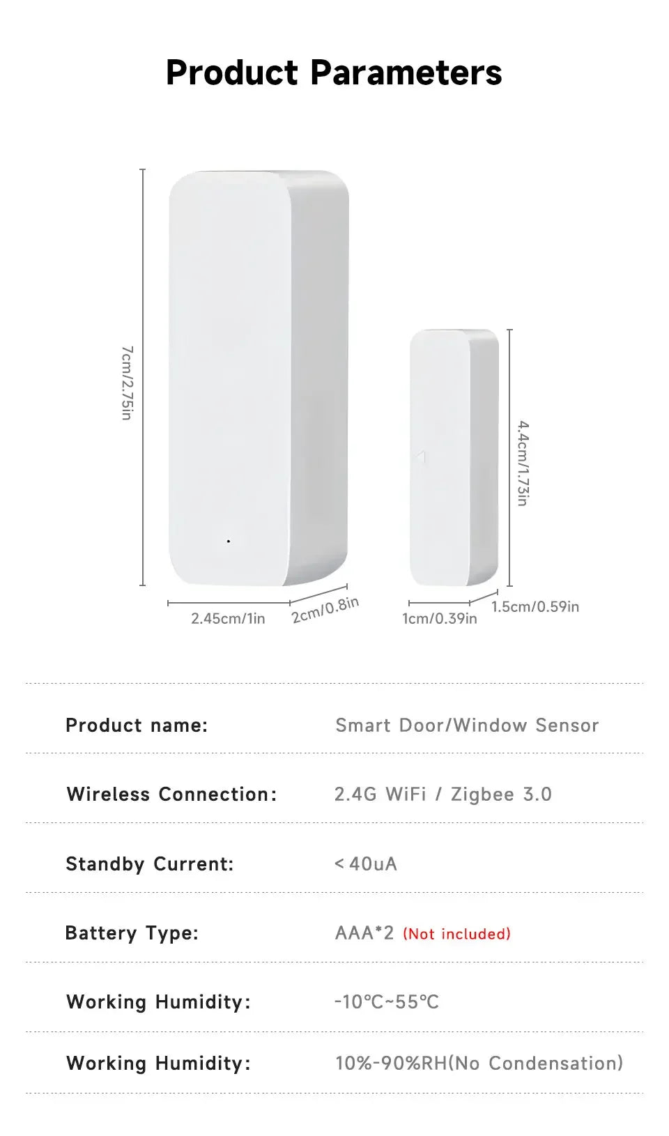 Zigbee Wifi Door Window Entry Sensor Security Burglar Magnetic Alarm Smart Life Compatible with Alexa Google Home Tuya