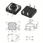 25Pcs 12*12*7.3MM Micro Switch Button Switch Momentary Tactile Push Button Switchs Circular 5 Colors Cap Kit DIY For Arduino