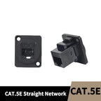 D Type RJ45 CAT5E CAT6 CAT6A CAT7 Panel Mount Feed Through Connector Shielded Ethernet Socket for Rack Cabinet Wall Plate 8P8C