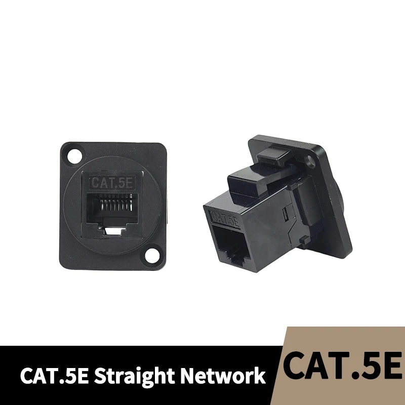 D Type RJ45 CAT5E CAT6 CAT6A CAT7 Panel Mount Feed Through Connector Shielded Ethernet Socket for Rack Cabinet Wall Plate 8P8C