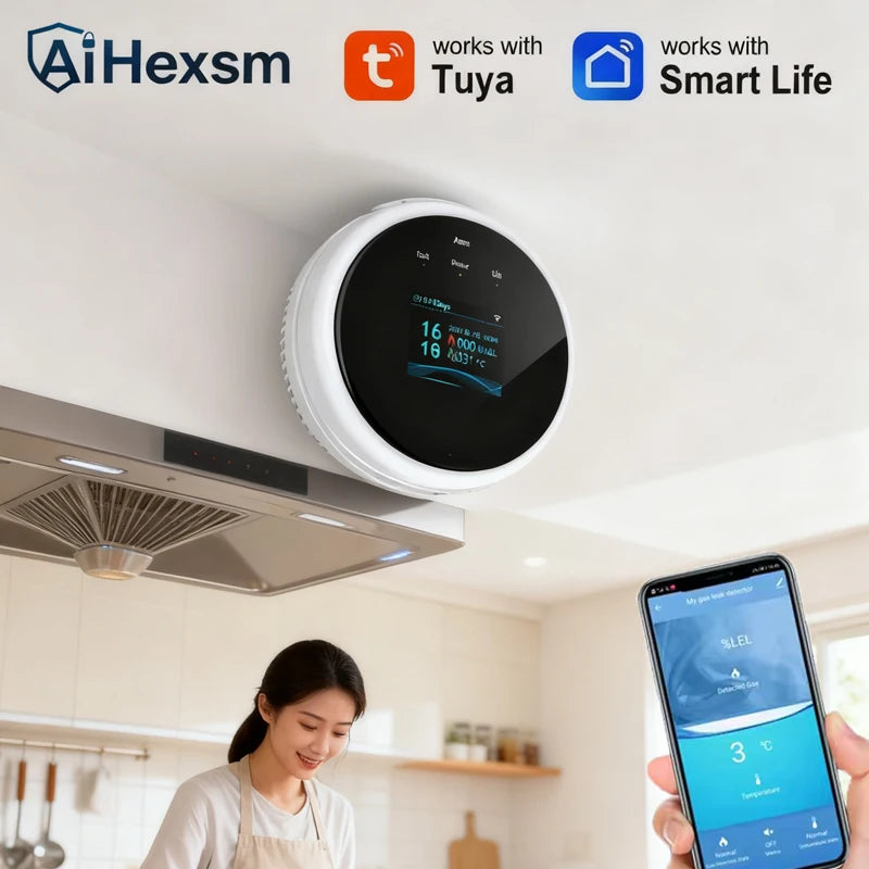 Hot EU/US/AU/UK Plug Safety Smart Home GAS Leakage Sensor Tuya WiFi LPG Leak Alarm Smart Life App Fire Security Detector Control
