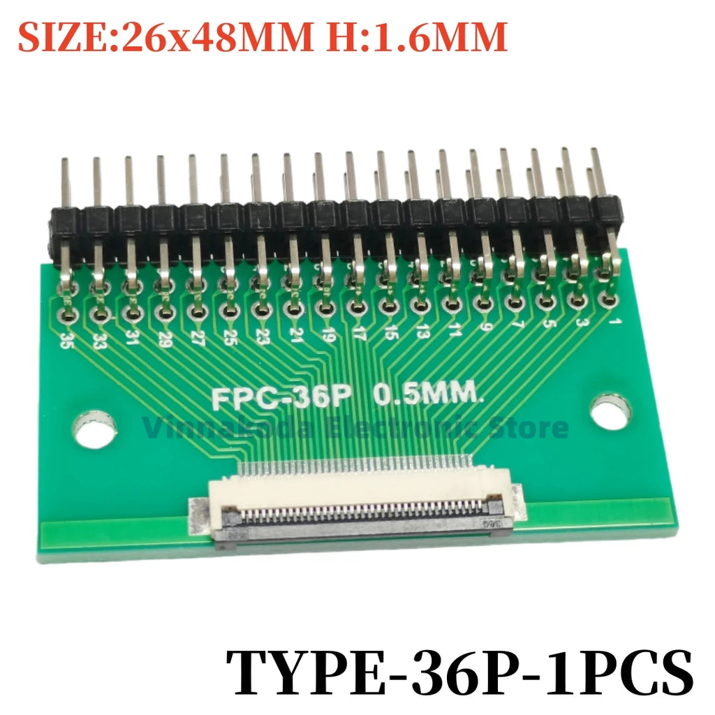 1PCS FFC/FPC Conversion Board 0.5mm Pitch Connector 2.54MM Double Row Bending Pins 4/10/12/14/15/16/18/22/24/26/30/34/40/50/60P