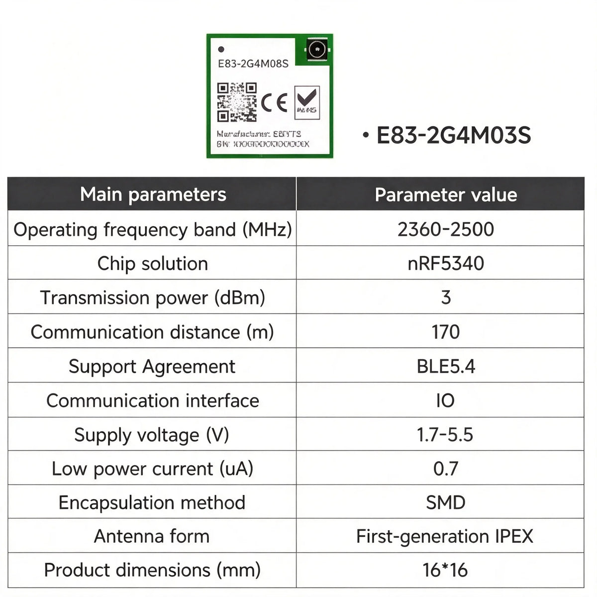 E73-2G4M08S1C/CX  E73-2G4M08S1E/EX E83-2G4M03S EBYTE E73 Series Wireless BLE Module BLE4.0/5.1/5.1 nRF52840 nRF52833 nRF5340