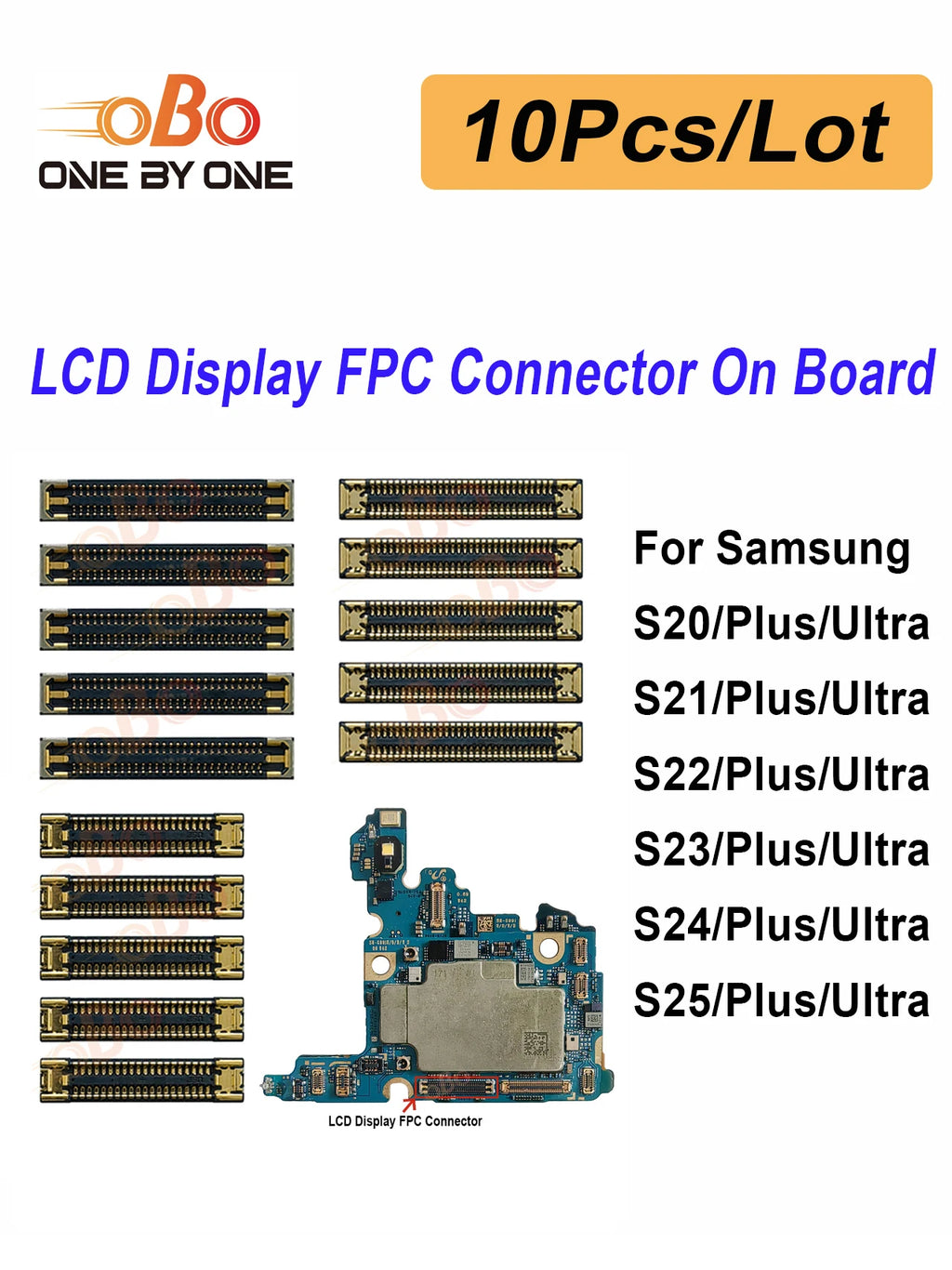 10Pcs LCD Display FPC Connector On Main Board Motherboard For Samsung S21 FE S20 S22 S23 S24 S25 Plus Ultra Screen FPC Connector