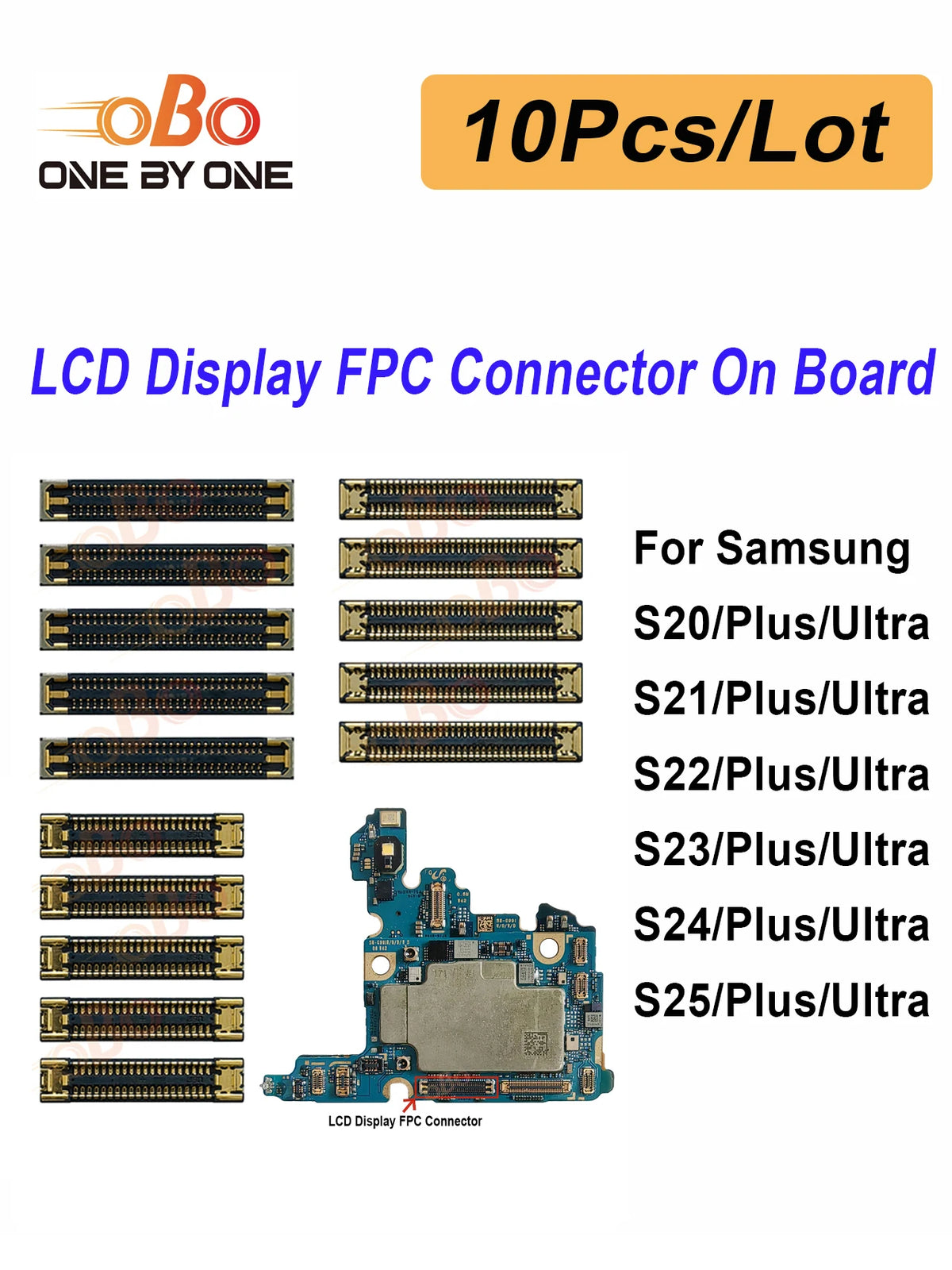 10Pcs LCD Display FPC Connector On Main Board Motherboard For Samsung S21 FE S20 S22 S23 S24 S25 Plus Ultra Screen FPC Connector