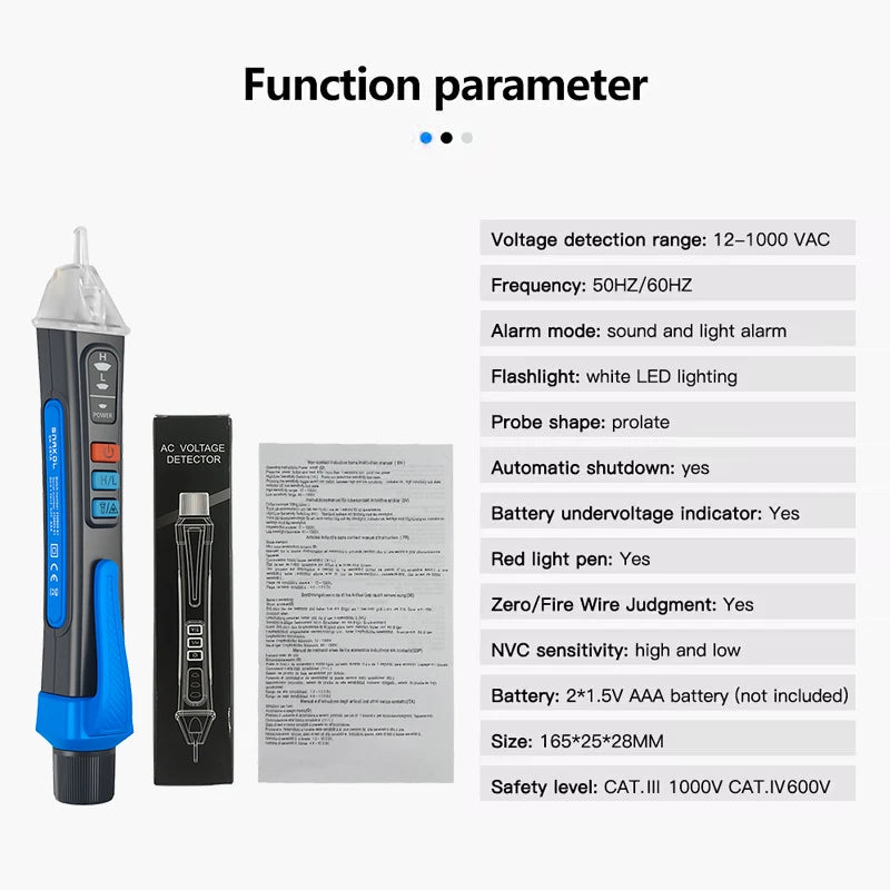 Non-Contact Voltage Tester Pen Smart Voltage Detector Infrared Indicator 12-1000V Test Pencil Breakpoint Finder With Flashlight