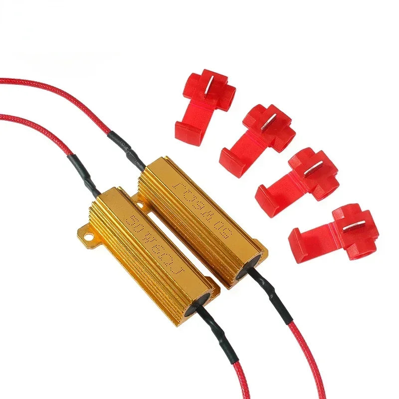 2/4Set 25W 50W Load Resistor 6ohm 8ohm 10ohm For LED Bulb Reverse Light Turn Signal Fog Lam 25w 50w Wirewound Aluminum Resistor