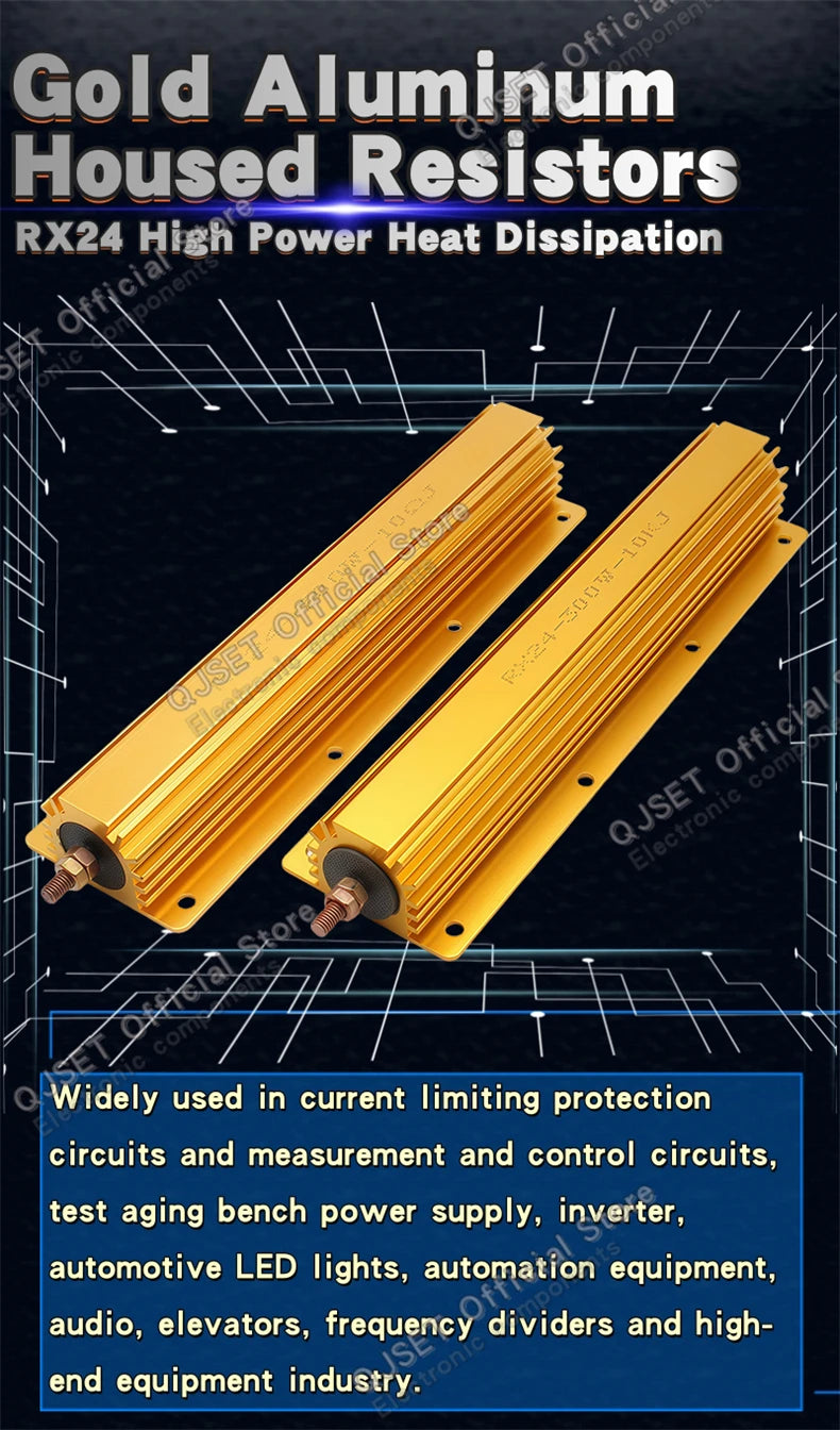 1Pcs 300W RXG24 High Power Gold Aluminum Housed Resistor/Current Limiting Precharge Decoder Resistor 0.1 3 4 5 20 10 Ohm 10K Ohm