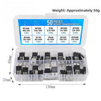 50PCS TO-220 MOSFET Transistor Kit IRFZ44N IRF510N IRF540N IRF3205 IRF9540N For Electronic Circuit Power Supply Control