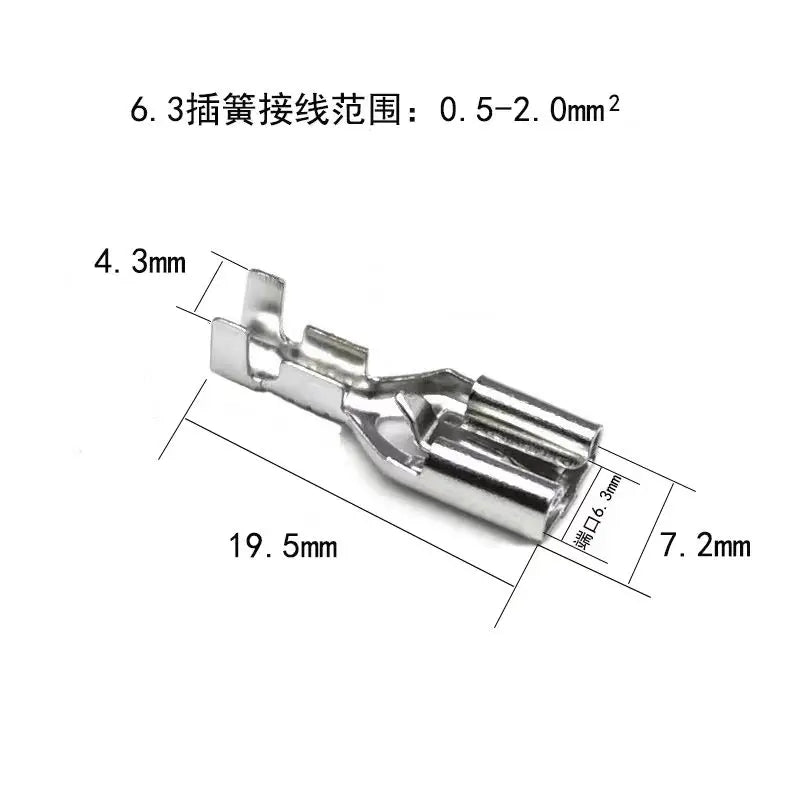 10pcs VH 3-P Open Barrel 3A 2Pin Hollow to 2.8mm/4.8mm/6.3mm Spring Spade Tab Terminal Double-Ended 18AWG 30cm Cable Assembly