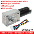 1pc 5840-31ZY Scroll Hall Encoder Geared Motor 12V 24V Hanger Motor Metal Gear Forward Reverse