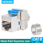 Hoolnx CAT8 CAT7 CAT6A CAT6 Tool less RJ45 Keystone Jack, Metal Zinc Alloy Self-locking Tool Free STP Shielded Module Coupler