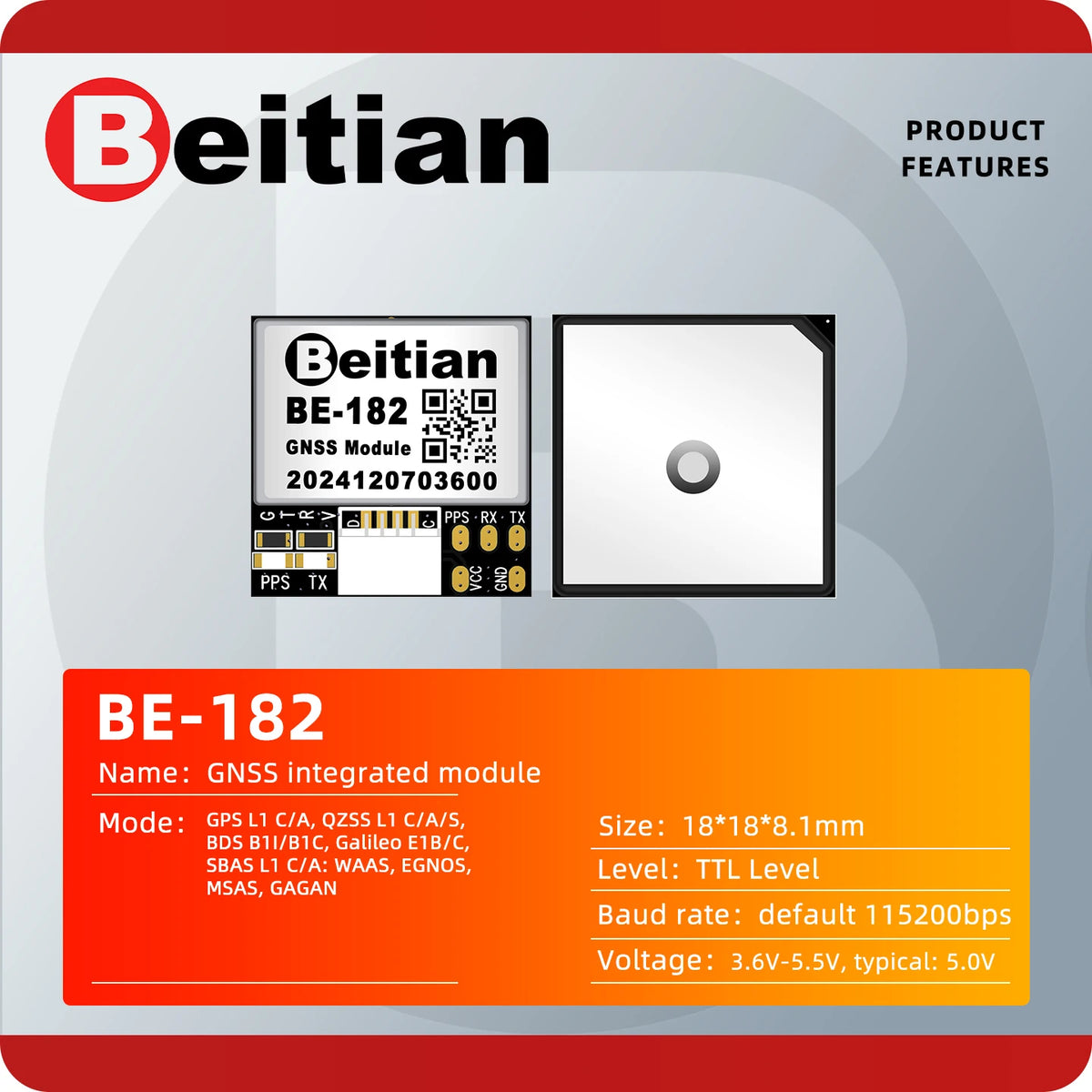 Beitian BE Series GNSS Module Ublox M10 TTL Built-in IST8310 Compass BDS GPS GALILEO FPV UAV Flight Control BE-180 - BE-882