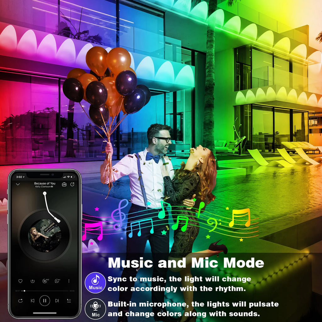 150FT Permanent Outdoor Lights, Outdoor Christmas Lights, Smart RGB App Control with 60 LEDs, LED Eaves Lights IP67 Waterproof, House Roof Outdoor Lighting for Party, Daily, Halloween, Garden