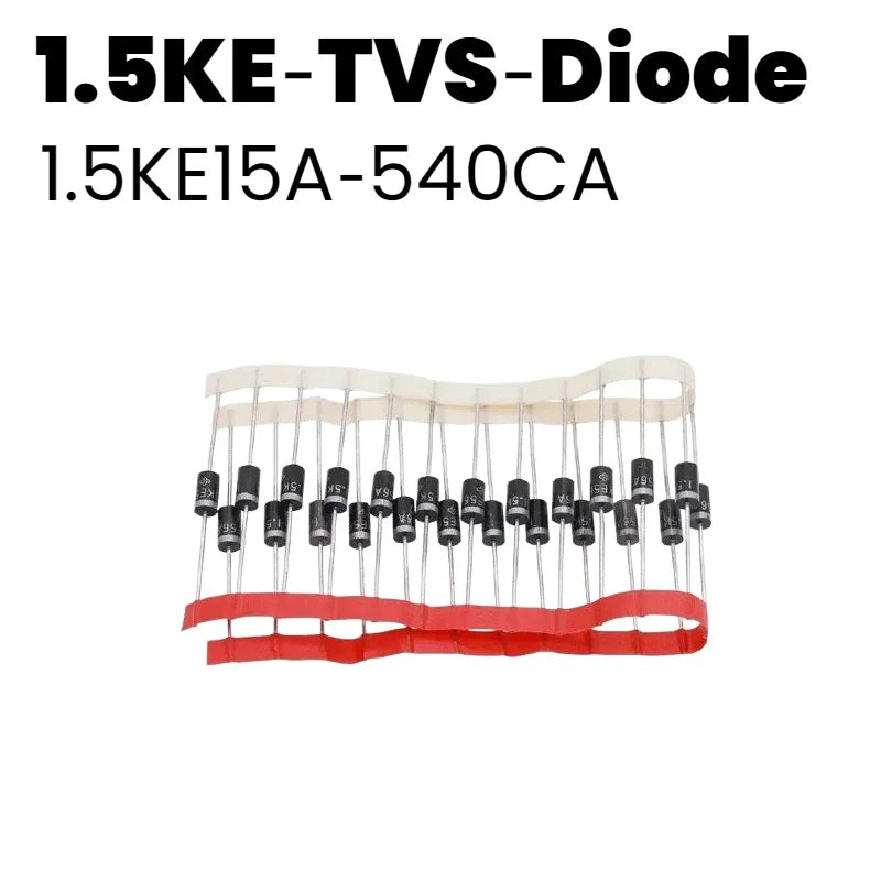 1.5KE Series TVS Diode 1.5KE15A‑36CA Unidirectional Bidirectional Transient Voltage Suppressor DO‑201AD Surge Protection Diode