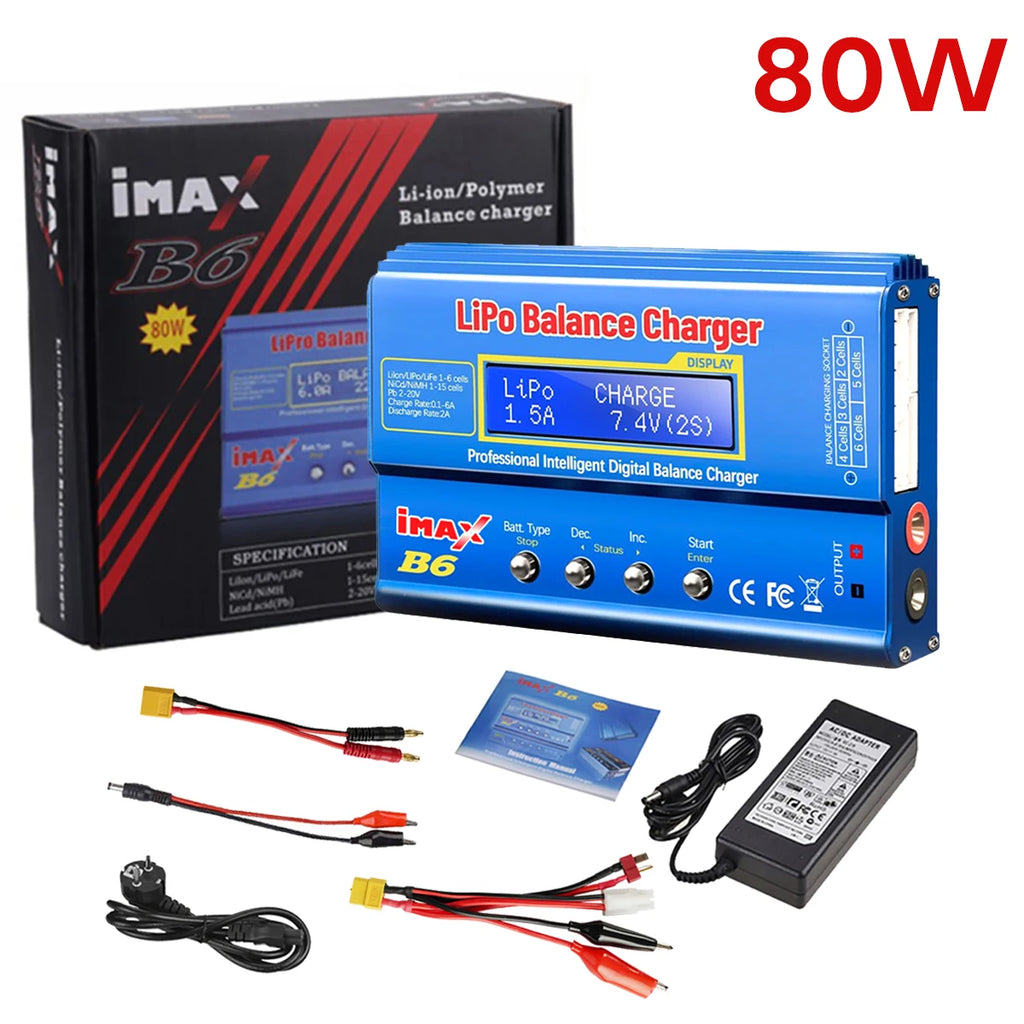 iMAX B6 80W Battery Charger For Lipo NiMh Li-ion Ni-Cd Digital Lipro Balance Charger Discharger AC Power 15V 6A Adapter Rc Car