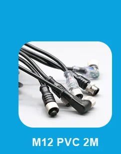 2m Line M12 4 5 Pins PVC LED IP67 Sensor Cable Connector Type A Socket Plug  Waterproof Male&Female Straight Angle Flange