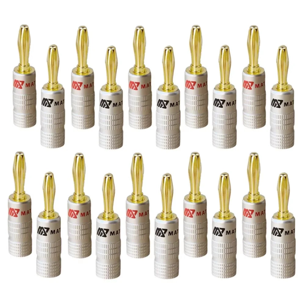 MATIHUR Banana Plugs 24K Gold-plated 4MM Banana Connector with Screw Lock For Audio Jack Speaker Plugs 20 Pcs