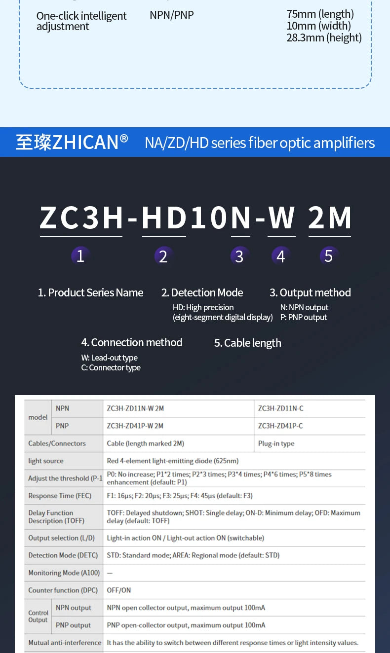 Intelligent Digital Display Fiber Optic Amplifier Sensor for Long and Short Distance Diffuse Reflection Induction Photoelectric