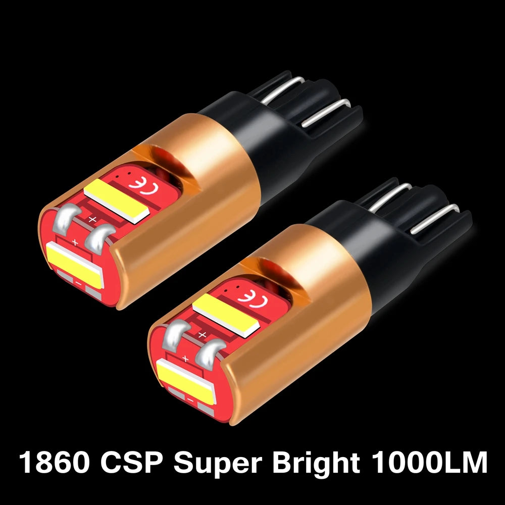 2Pcs T10 LED W5W Led Bulbs WY5W Super Bright CSP 1860 Chips 1000Lm Canbus Car Parking Lights Auto Dome Lamp White Red Yellow 12V