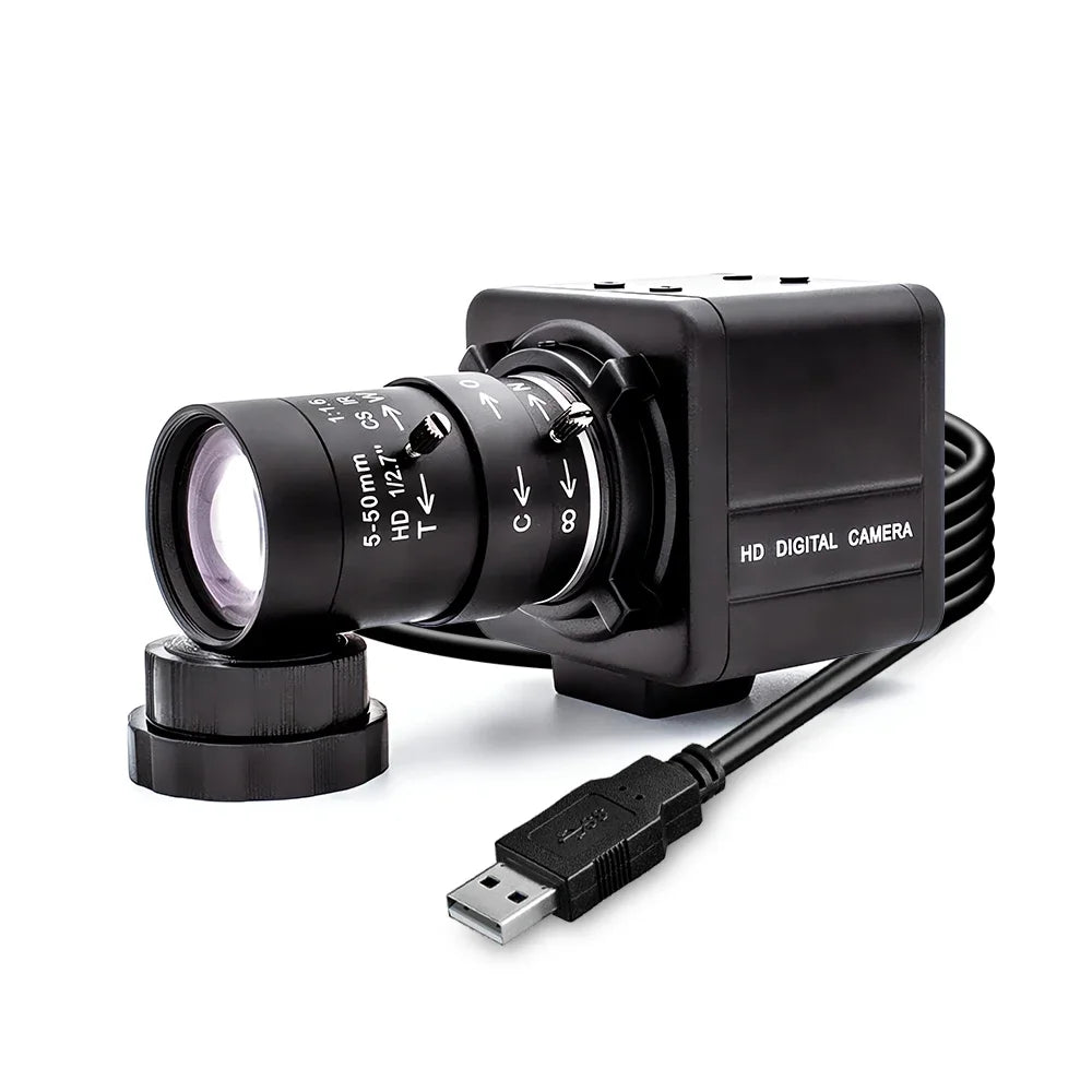 Global Shutter USB Camera 1080P 90FPS Industrial Metal Box With 5-100mm Varifocal Lens Plug Play For Meeting Document Scanning