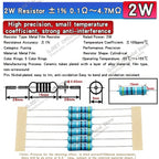 20pcs 1W Metal Film Resistors 1% 10 Ohm 47 100 200 220 470 510 Ohm 1K 4.7K 10K 22k 33k 47K 100k 200k 220k 510k 470k 910k 1M Ohms