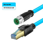 Waterproof M12 to RJ45 Network Line ip67 CAT7/CAT6A RJ45 to 4Pin 8Pin A/D/X Type Encoded Connector Cable Double Shielded Wire